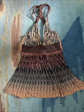 Sky Multicolor Halter Camisole with Leather Straps and front piece